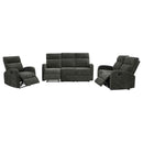 Hamilton 3-piece Chenille Manual Reclining Sofa Set Charcoal Grey - Home & Sleep Outlet