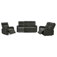 Hamilton 3-piece Chenille Manual Reclining Sofa Set Charcoal Grey - Home & Sleep Outlet