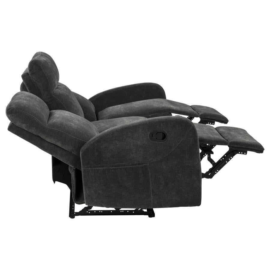 Hamilton 3-piece Chenille Manual Reclining Sofa Set Charcoal Grey - Home & Sleep Outlet