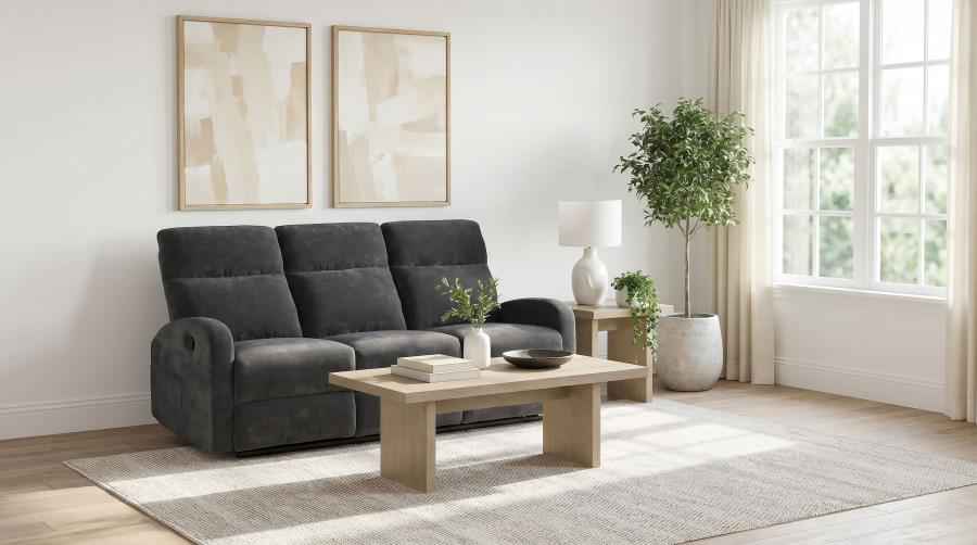 Hamilton Chenille Manual Reclining Sofa Charcoal Grey - Home & Sleep Outlet