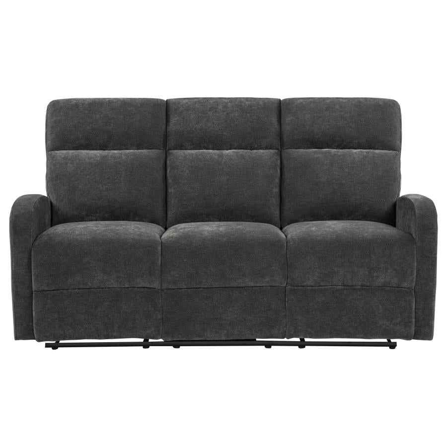 Hamilton Chenille Manual Reclining Sofa Charcoal Grey - Home & Sleep Outlet