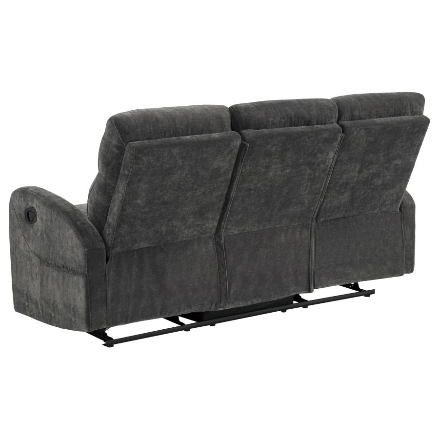 Hamilton Chenille Manual Reclining Sofa Charcoal Grey - Home & Sleep Outlet