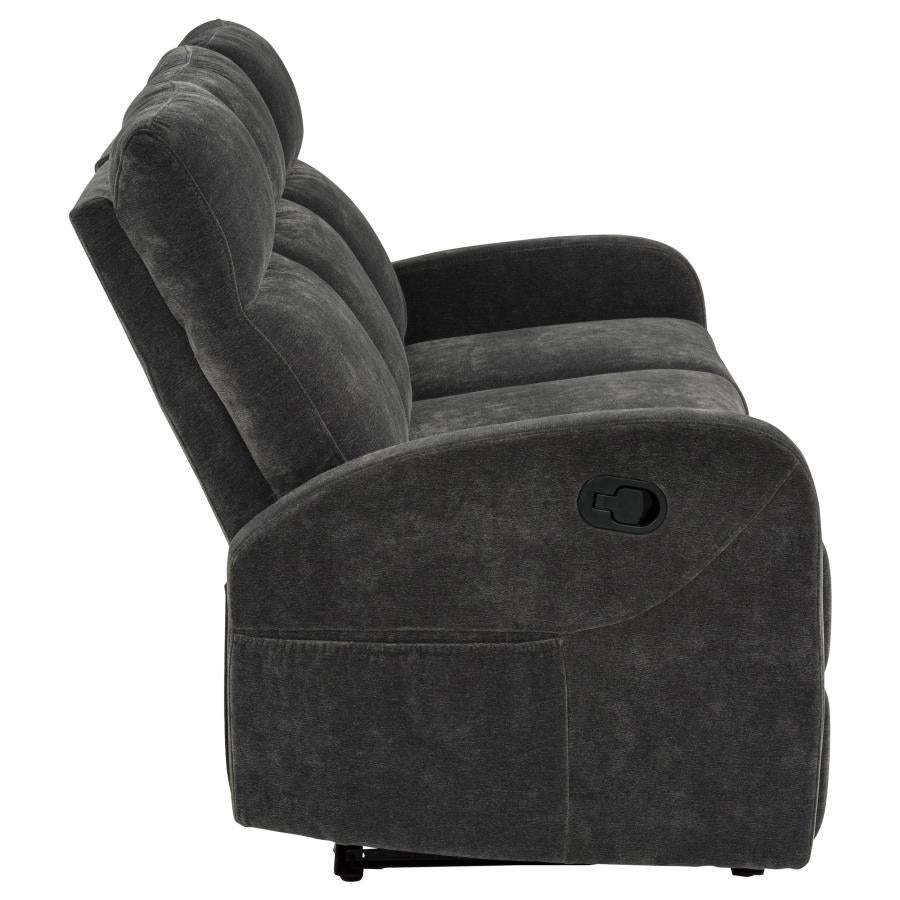 Hamilton Chenille Manual Reclining Sofa Charcoal Grey - Home & Sleep Outlet