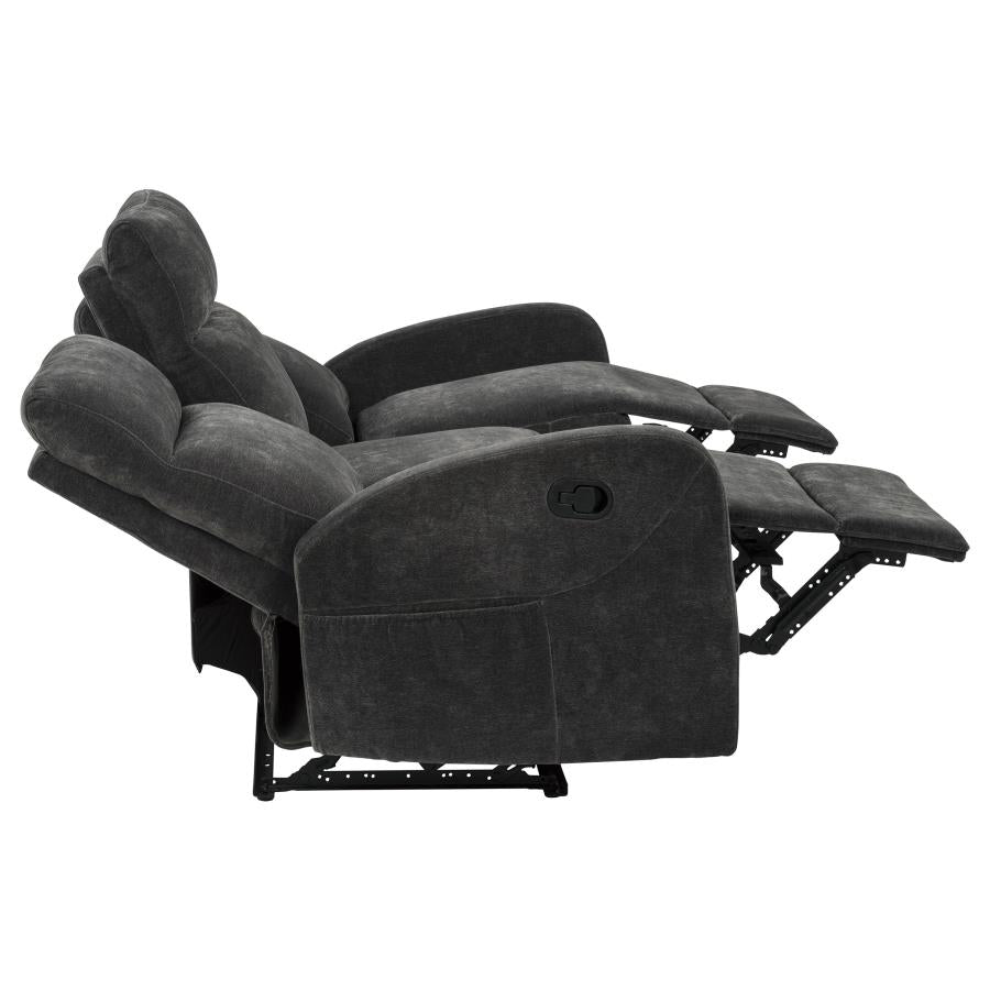 Hamilton Chenille Manual Reclining Sofa Charcoal Grey - Home & Sleep Outlet