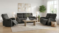 Hamilton Chenille Manual Reclining Sofa Charcoal Grey - Home & Sleep Outlet