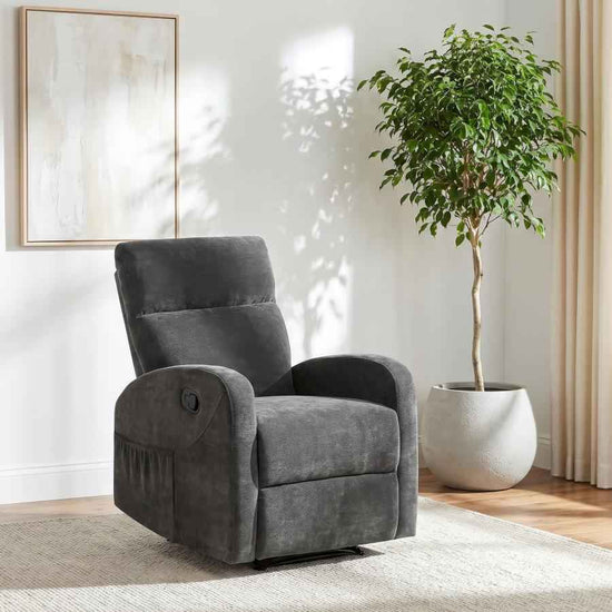 Hamilton Chenille Manual Recliner Charcoal Grey