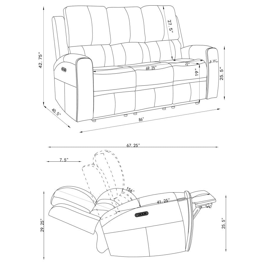 Brickston 2-piece Triple Power Reclining Sofa Set Charcoal