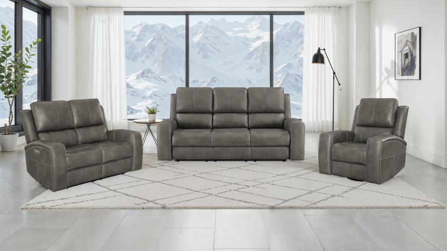 Brickston Triple Power Reclining Sofa Charcoal