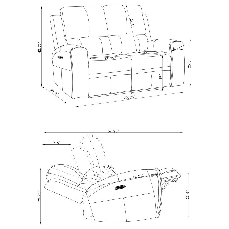 Brickston 2-piece Triple Power Reclining Sofa Set Grey