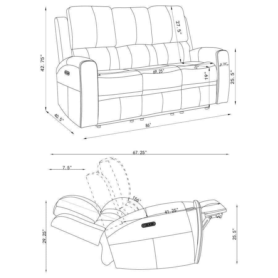 Brickston 3-piece Triple Power Reclining Sofa Set Grey