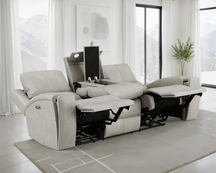 Brickston Triple Power Reclining Sofa Grey