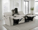 Brickston Triple Power Reclining Sofa Grey