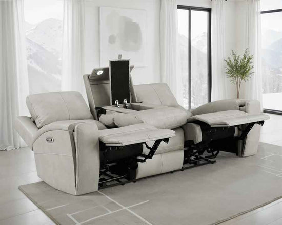 Brickston Triple Power Reclining Sofa Grey