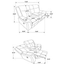 Lawrence 3-piece Upholstered Reclining Sofa Set Charcoal