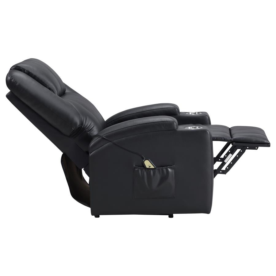 Armstrong Upholstered Power Lift Massage Recliner Espresso