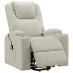 Home & Sleep Outlet - Armstrong Upholstered Power Lift Massage Recliner Ivory
