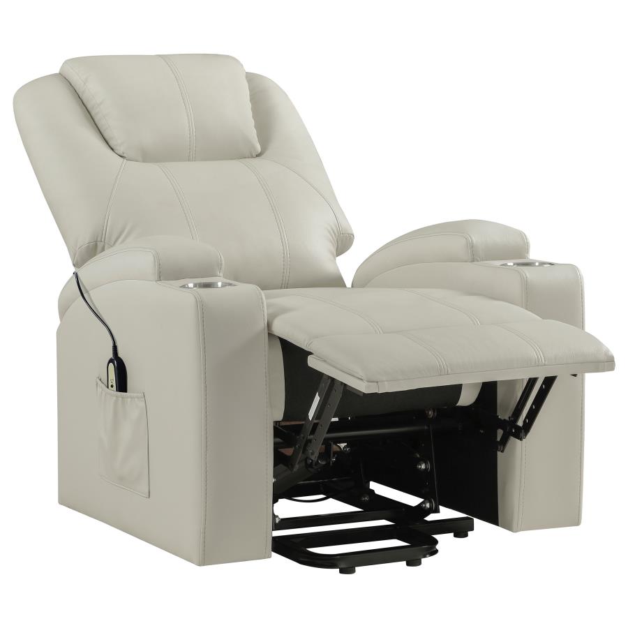 Home & Sleep Outlet - Armstrong Upholstered Power Lift Massage Recliner Ivory