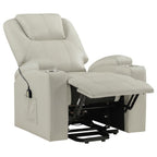 Home & Sleep Outlet - Armstrong Upholstered Power Lift Massage Recliner Ivory