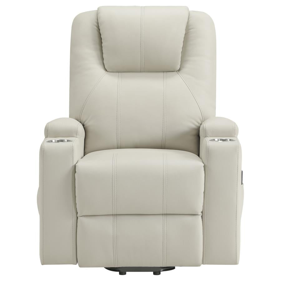 Home & Sleep Outlet - Armstrong Upholstered Power Lift Massage Recliner Ivory