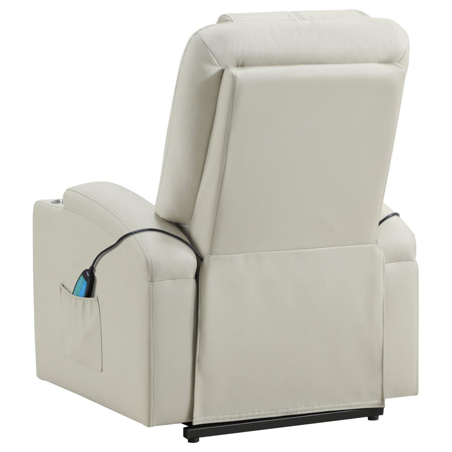 Home & Sleep Outlet - Armstrong Upholstered Power Lift Massage Recliner Ivory