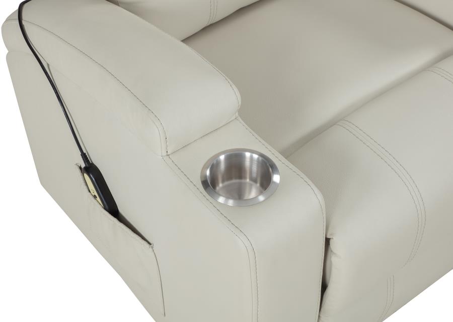 Home & Sleep Outlet - Armstrong Upholstered Power Lift Massage Recliner Ivory