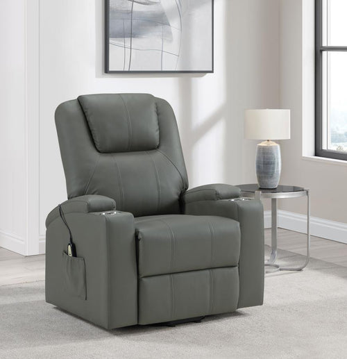 Home & Sleep Outlet - Armstrong Upholstered Power Lift Massage Recliner Grey