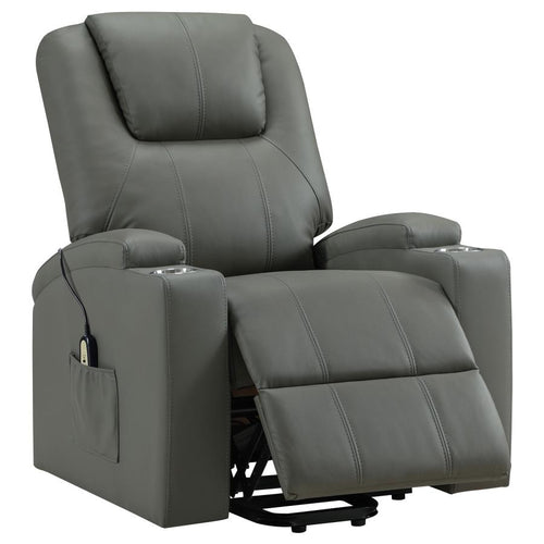 Home & Sleep Outlet - Armstrong Upholstered Power Lift Massage Recliner Grey