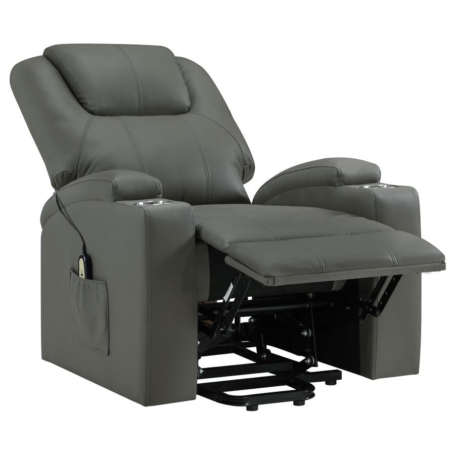 Home & Sleep Outlet - Armstrong Upholstered Power Lift Massage Recliner Grey