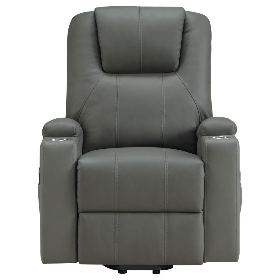 Home & Sleep Outlet - Armstrong Upholstered Power Lift Massage Recliner Grey