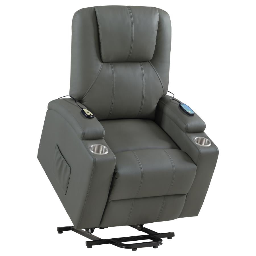Home & Sleep Outlet - Armstrong Upholstered Power Lift Massage Recliner Grey