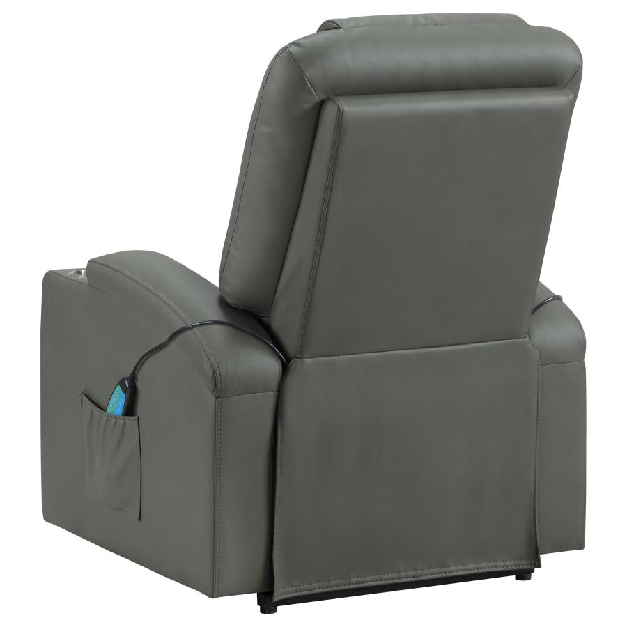 Home & Sleep Outlet - Armstrong Upholstered Power Lift Massage Recliner Grey