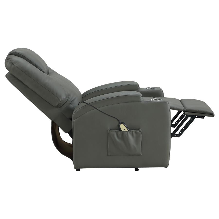 Home & Sleep Outlet - Armstrong Upholstered Power Lift Massage Recliner Grey