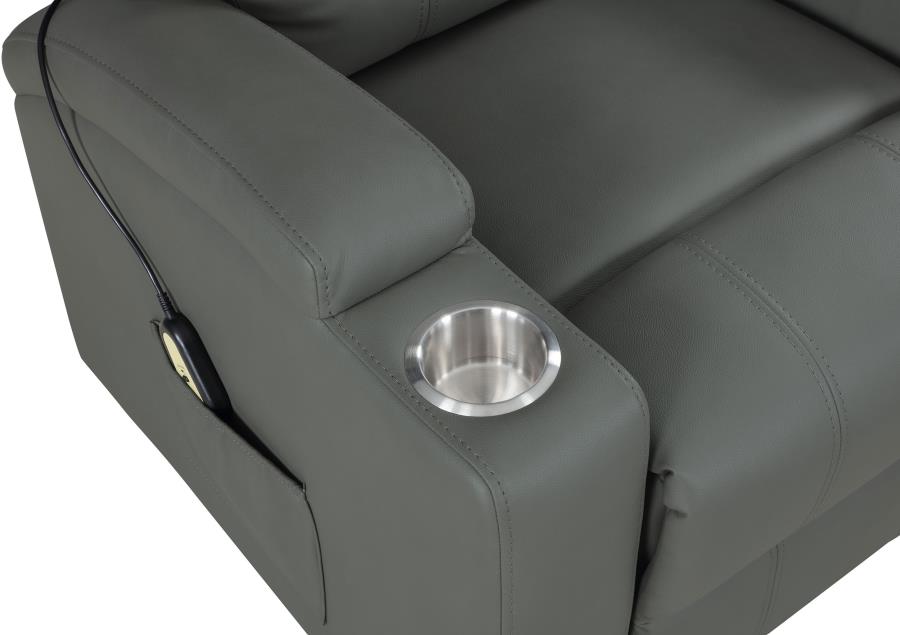 Home & Sleep Outlet - Armstrong Upholstered Power Lift Massage Recliner Grey