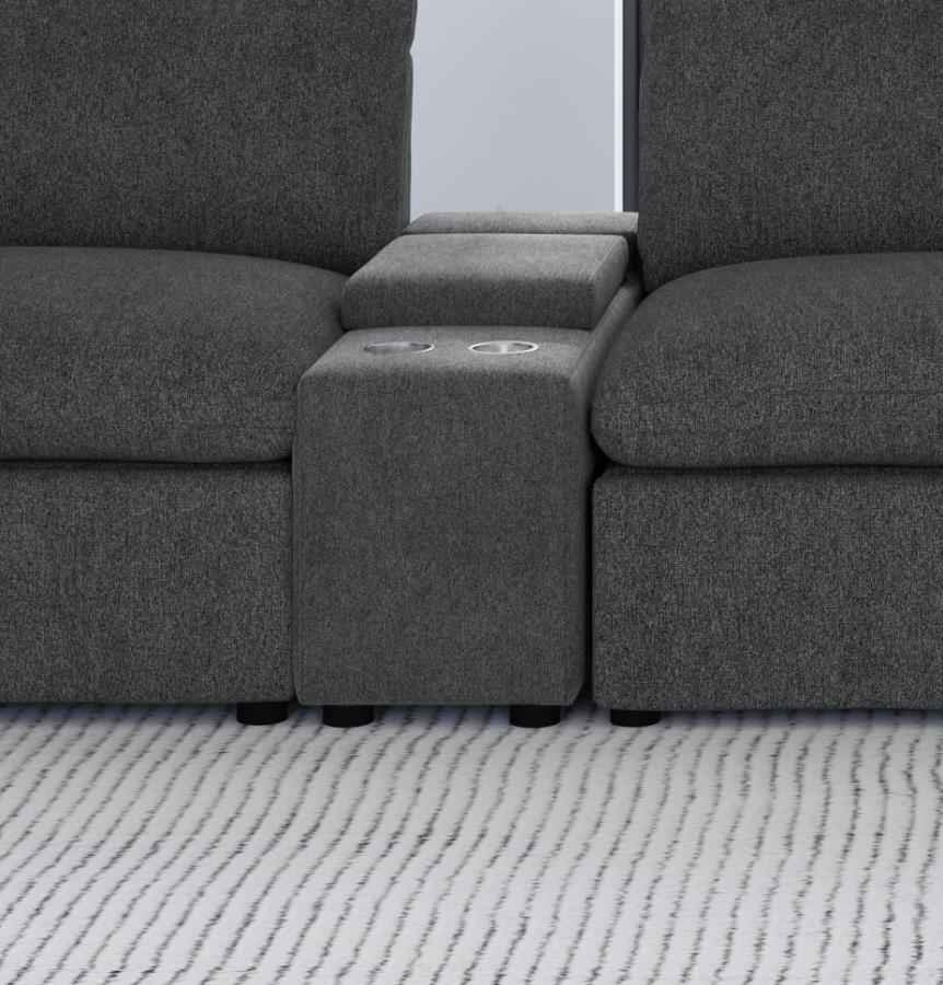 Collins Upholstered Modular Storage Console Dark Grey