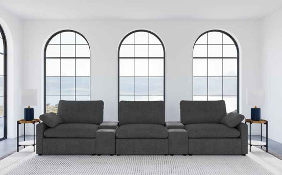 Collins 5-Piece Power Reclining Home Theater Seating Dark Grey