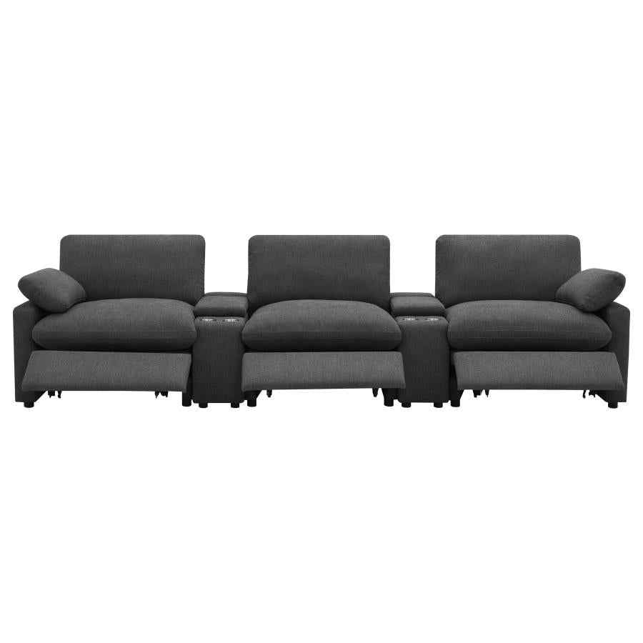 Collins 5-Piece Power Reclining Home Theater Seating Dark Grey