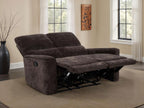 Navarro Chenille Upholstered Reclining Loveseat Dark Brown