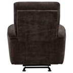 Navarro Chenille Upholstered Glider Recliner Dark Brown