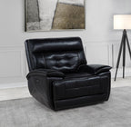Home & Sleep Outlet - Hewitt Leather Upholstered Dual Power Recliner Chair Black