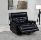 Home & Sleep Outlet - Hewitt Leather Upholstered Dual Power Recliner Chair Black