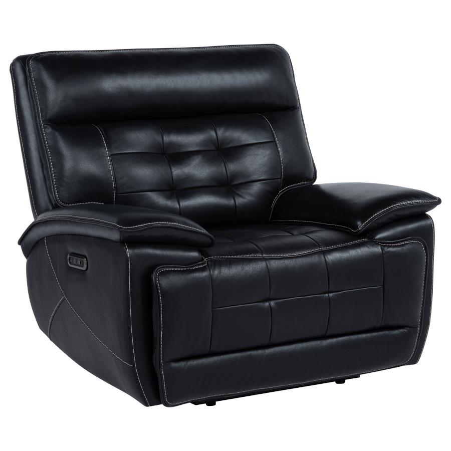 Home & Sleep Outlet - Hewitt Leather Upholstered Dual Power Recliner Chair Black