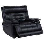 Home & Sleep Outlet - Hewitt Leather Upholstered Dual Power Recliner Chair Black