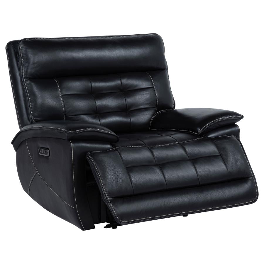 Home & Sleep Outlet - Hewitt Leather Upholstered Dual Power Recliner Chair Black