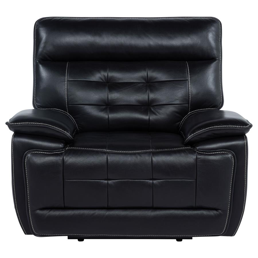 Home & Sleep Outlet - Hewitt Leather Upholstered Dual Power Recliner Chair Black
