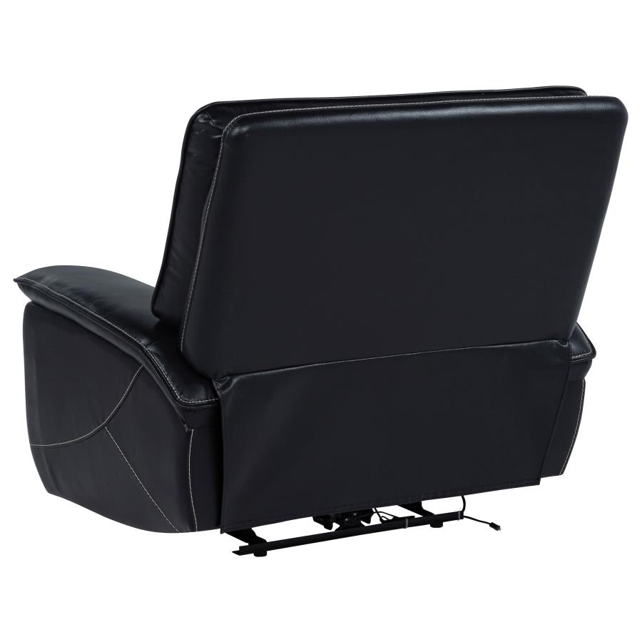 Home & Sleep Outlet - Hewitt Leather Upholstered Dual Power Recliner Chair Black