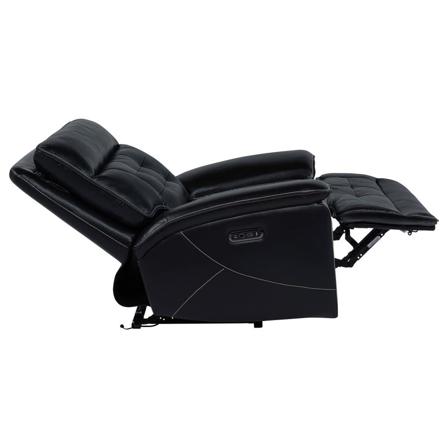 Home & Sleep Outlet - Hewitt Leather Upholstered Dual Power Recliner Chair Black