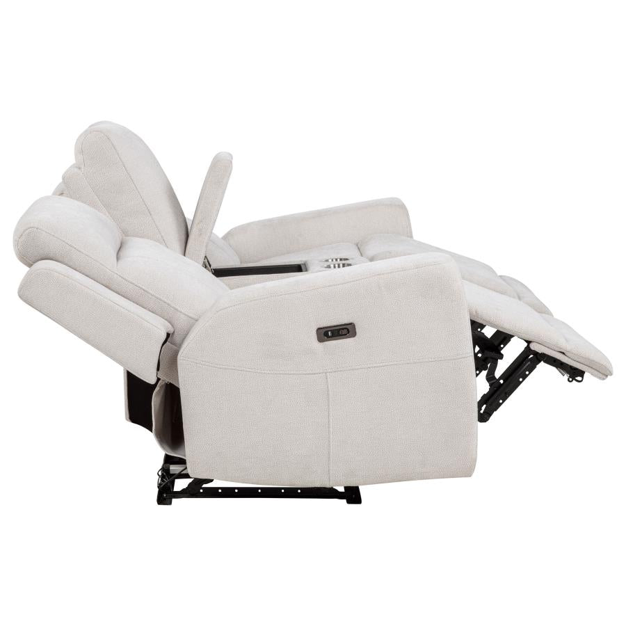 Kennett 2-piece Chenille Power Reclining Sofa Set Ivory