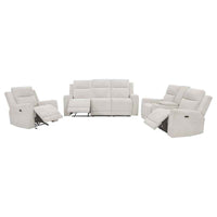 Kennett 3-piece Chenille Power Reclining Sofa Set Ivory