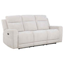 Kennett Chenille Upholstered Power Reclining Sofa Ivory
