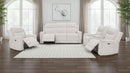 Kennett Chenille Upholstered Power Reclining Sofa Ivory